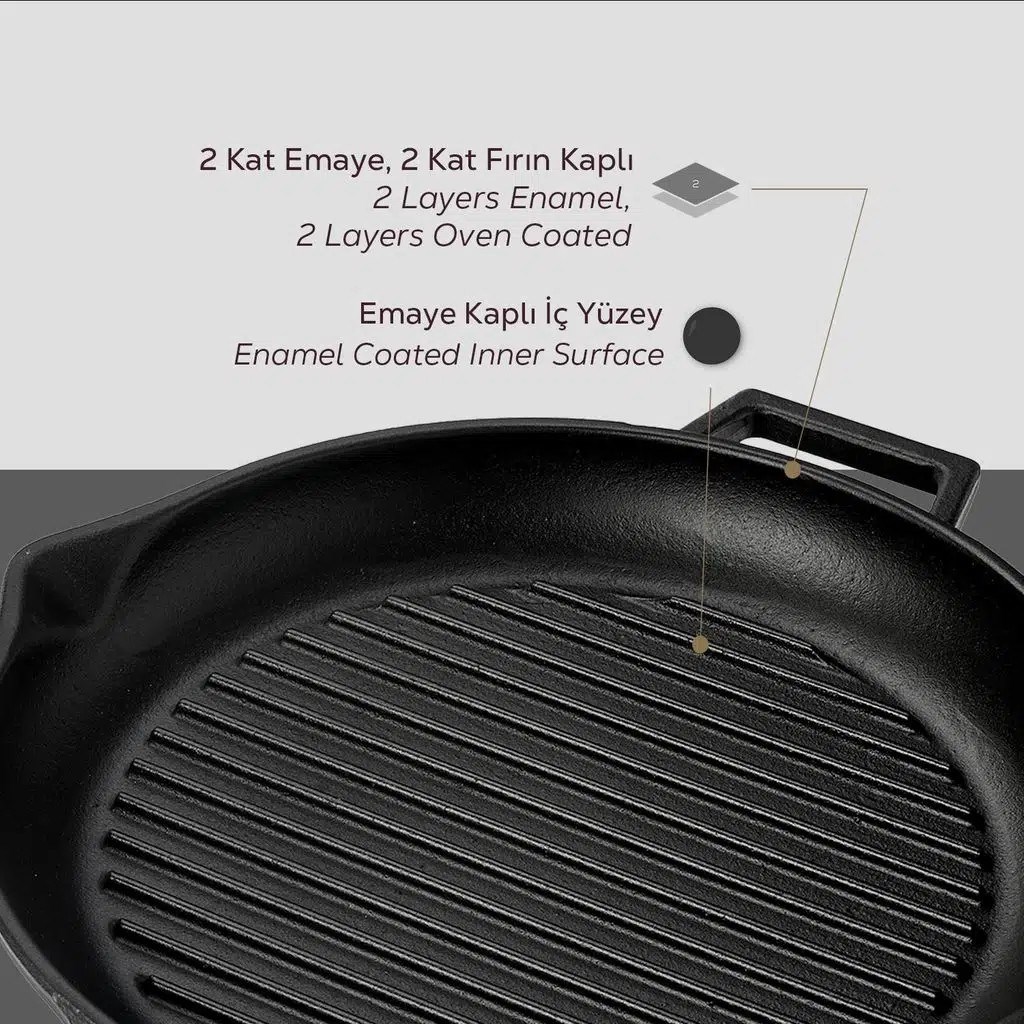 Lava Demir Döküm Yuvarlak Izgara Grill Tava 30 Cm Eco Gt 30 T5 