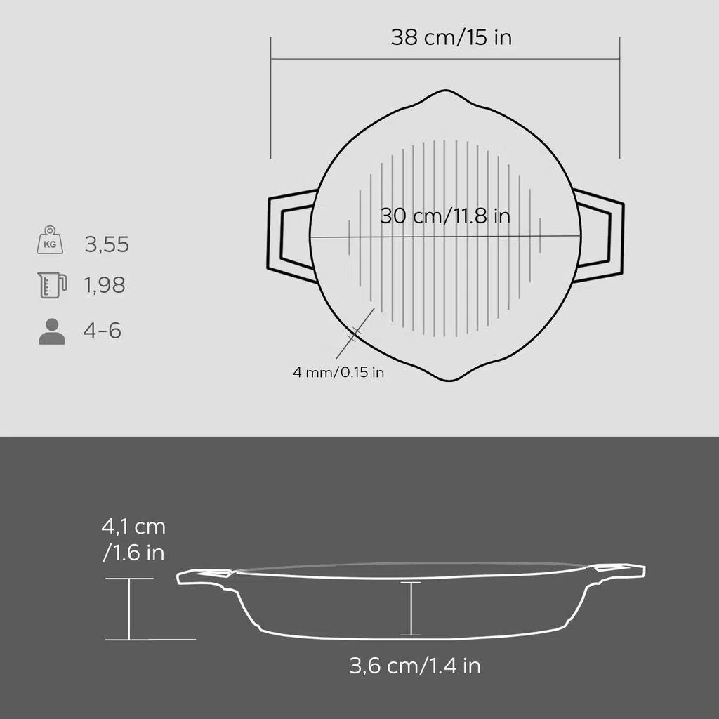 Lava Demir Döküm Yuvarlak Izgara Grill Tava 30 Cm Eco Gt 30 T5 