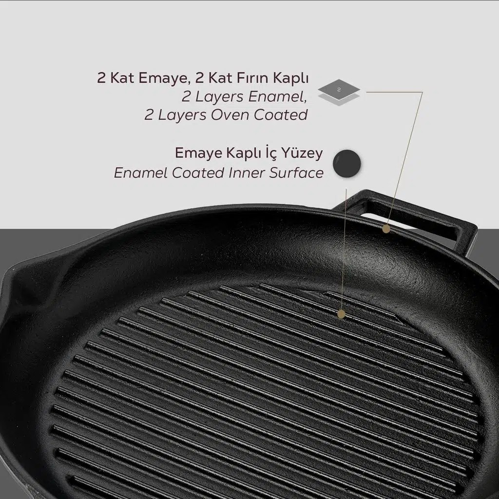 Lava Demir Döküm Yuvarlak Izgara Grill Tava 30 Cm Eco Gt 30 T5 