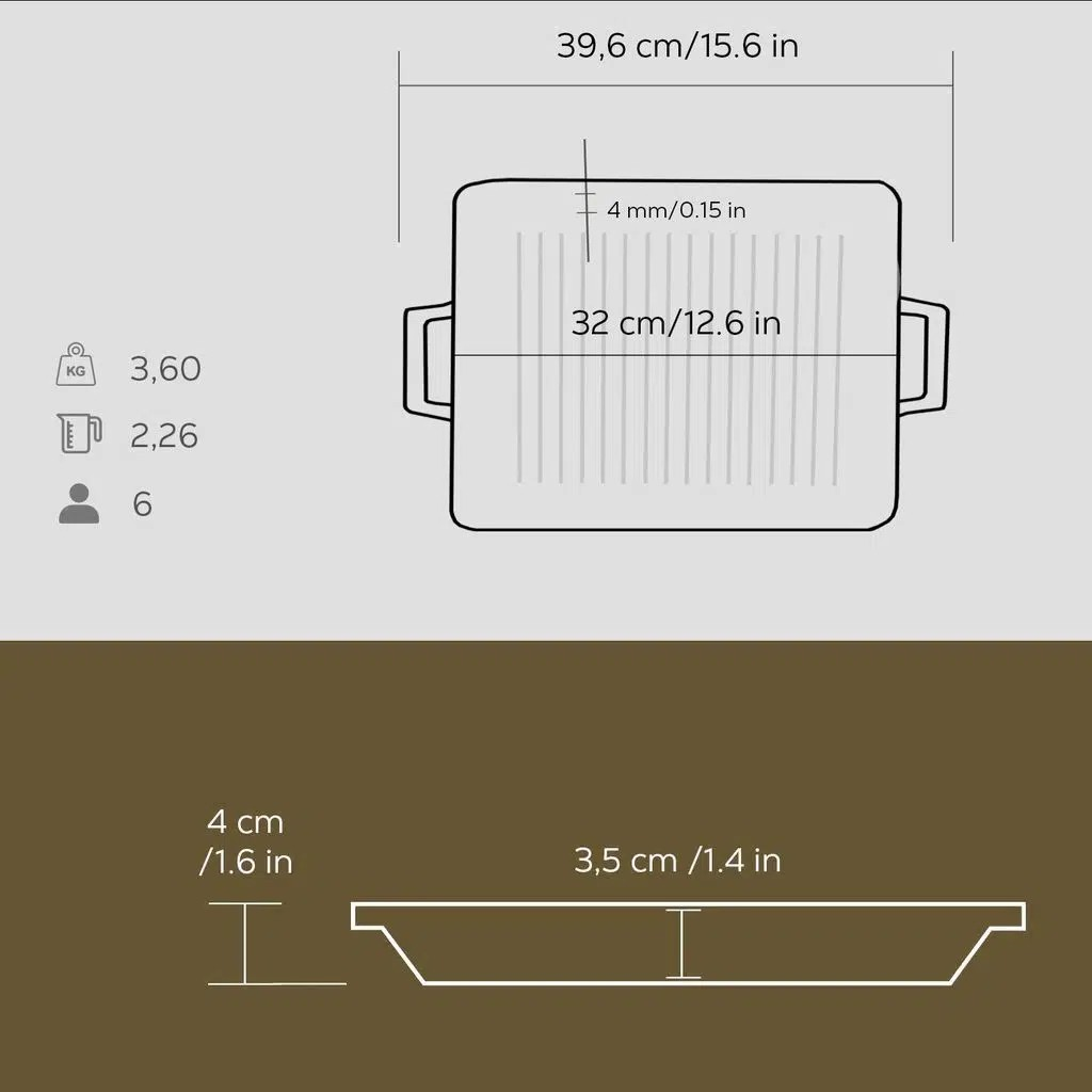 Lava Izgara Grill Demir Döküm Tava 26x32 Metal Kulplu LV ECO GT 2632 T3 