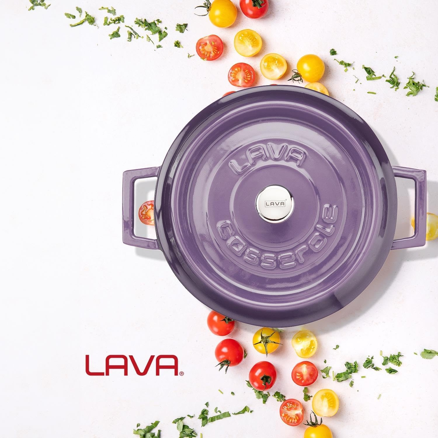 Lava Trendy Demir Döküm Pilav Basık Yayvan Tencere 28 Cm Mor 