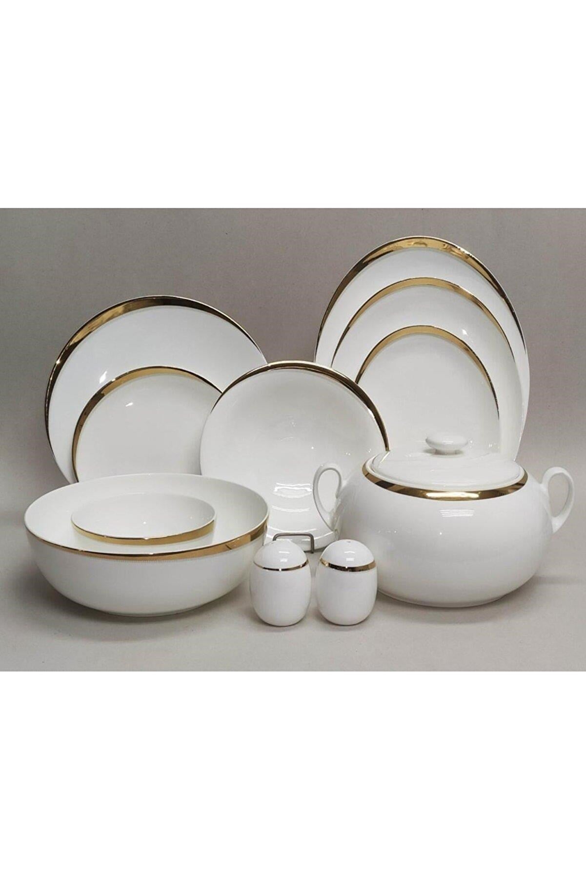 Monno Aron Gold 59 parça 12 Kişilik Yemek Takımı Bone China 