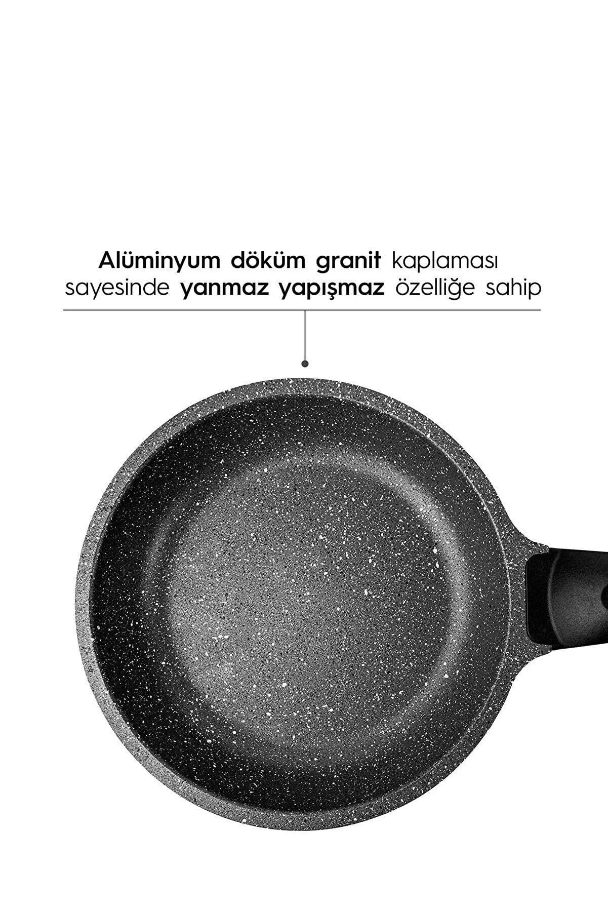 Nehir Siyah 3 Parça Döküm Granit Tava Seti 