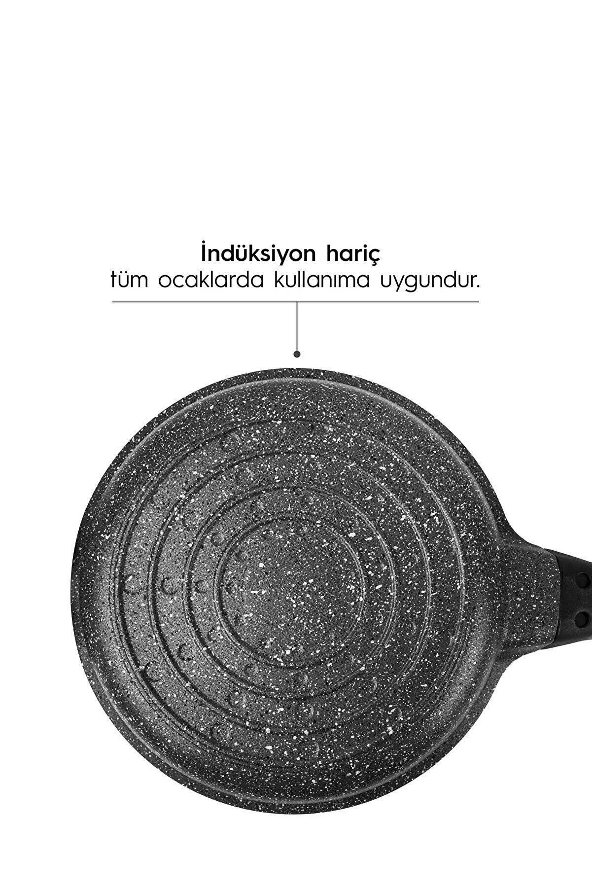 Nehir Siyah 3 Parça Döküm Granit Tava Seti 