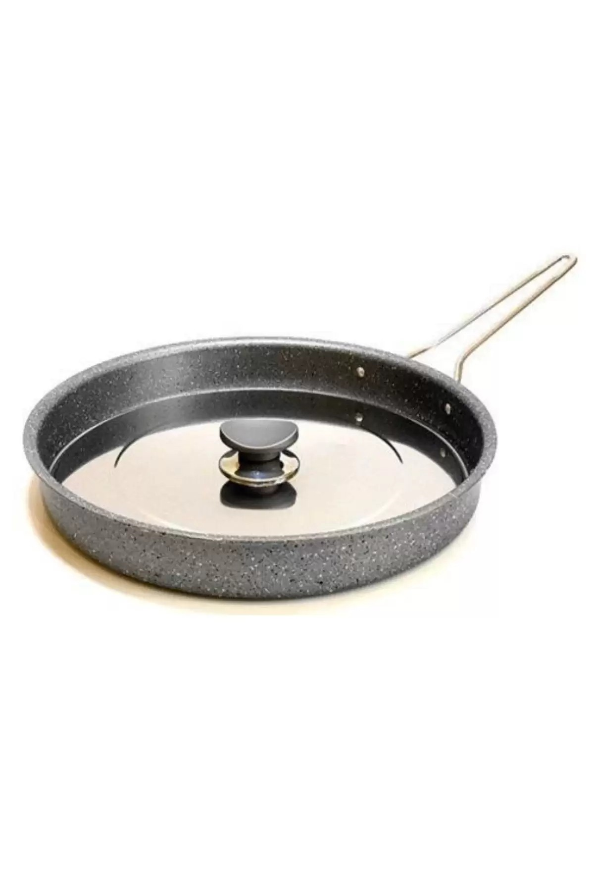 OMS 3222 Kapaklı Balık ve Hamsi Granit Tava Gri 34 Cm 
