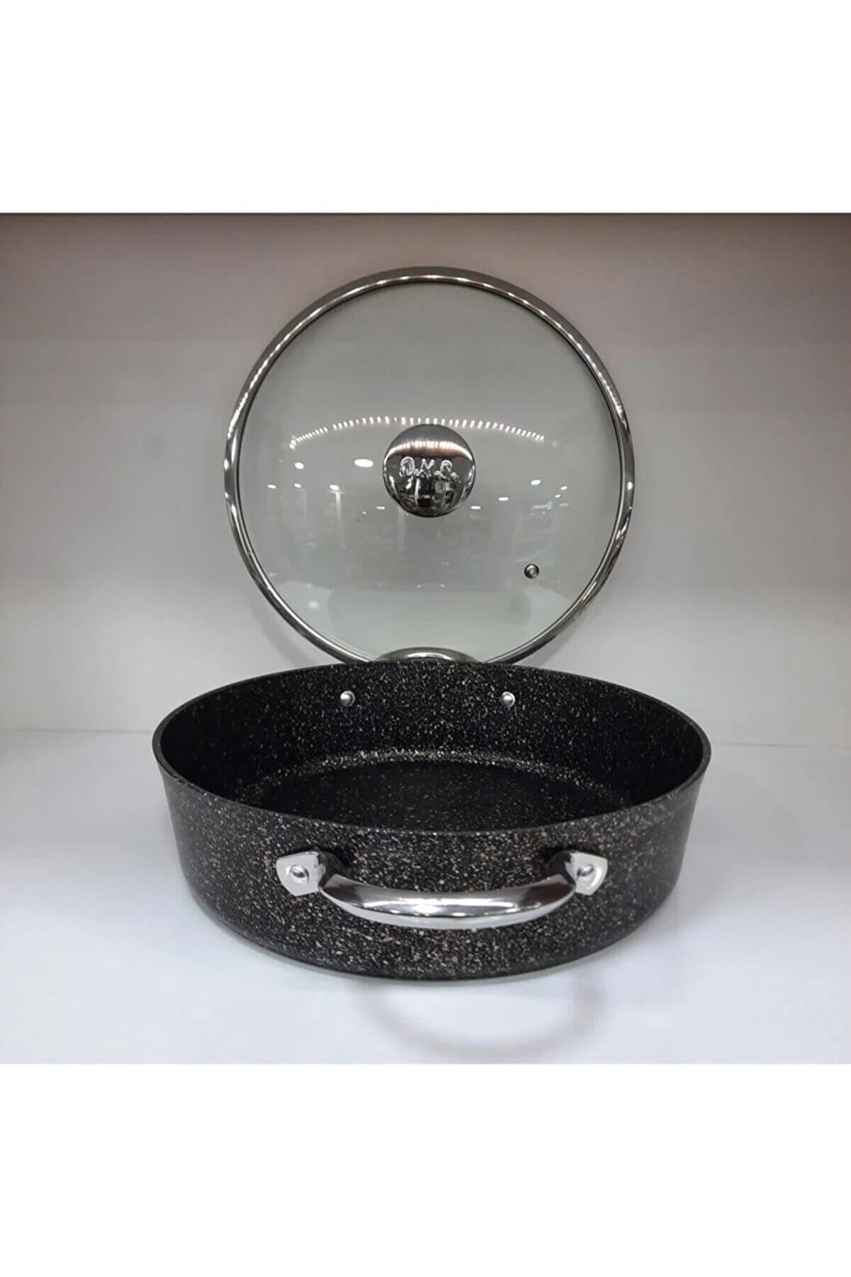 Oms 3316 Granit İndüksiyonlu Granit Karnıyarık Tenceresi 28 Cm Siyah 