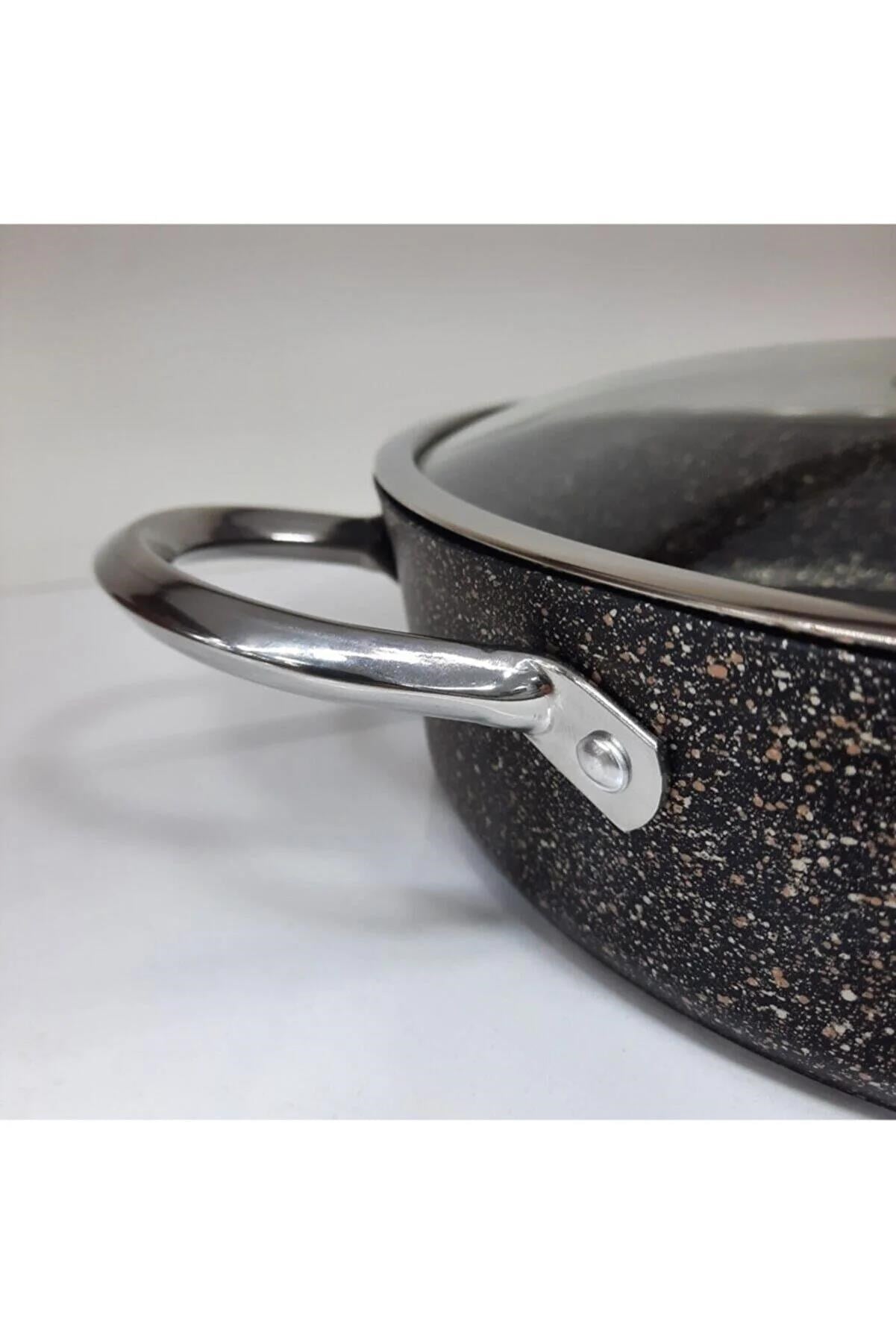 Oms 3316 Granit İndüksiyonlu Granit Karnıyarık Tenceresi 28 Cm Siyah 
