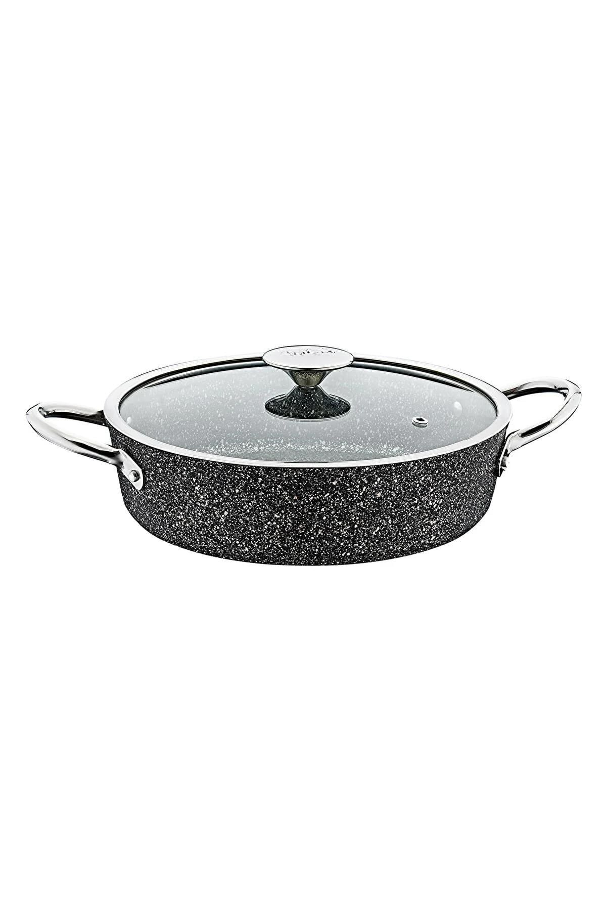 Oms 3316 Granit İndüksiyonlu Granit Karnıyarık Tenceresi 28 Cm Siyah 