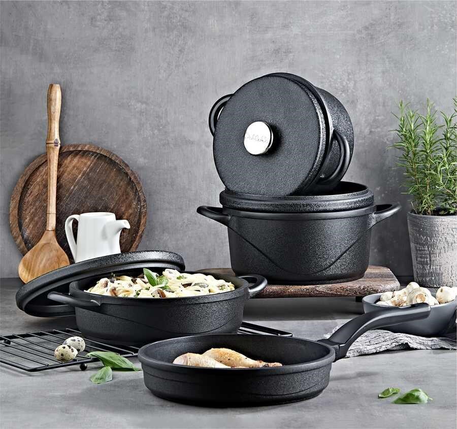 Oms 3557 Wave Quartz Prime 7 Parça Biogranit Döküm Tencere Seti 