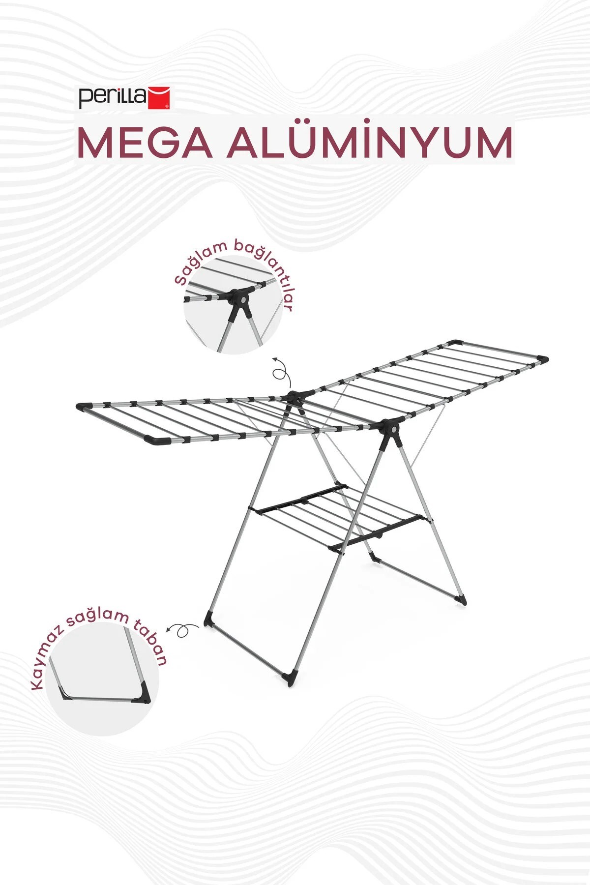 Perilla Mega Alüminyum Katlanır Çamaşır Kurutmalık 17.5 Metre 