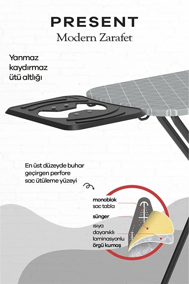 Perilla Present Ütü Masası Perfore Tabla Geniş Ütüleme Alanı 15002 