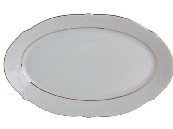Porland Queen Altın Yaldız Kayık Tabak 24 Cm 