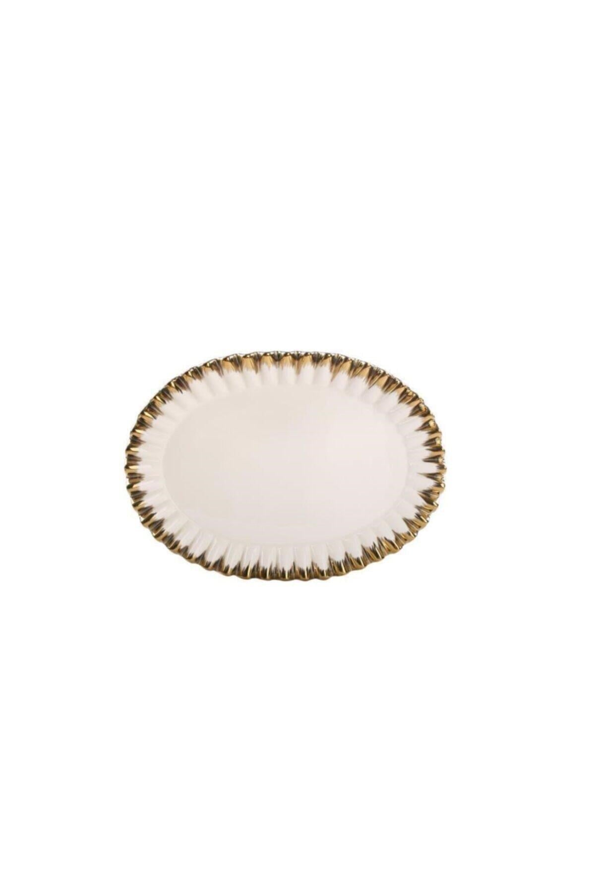 Roy King Daisy Oval 38cm Sunum Tabağı Altın GBO 130 