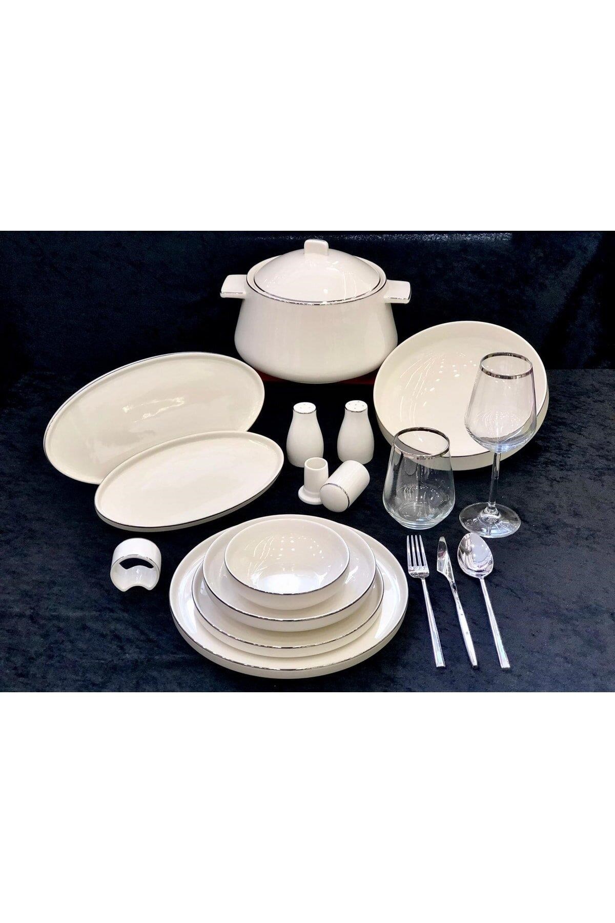 Roy King Silver Life 60 Parça Bone China Yemek Takımı DSN 039 