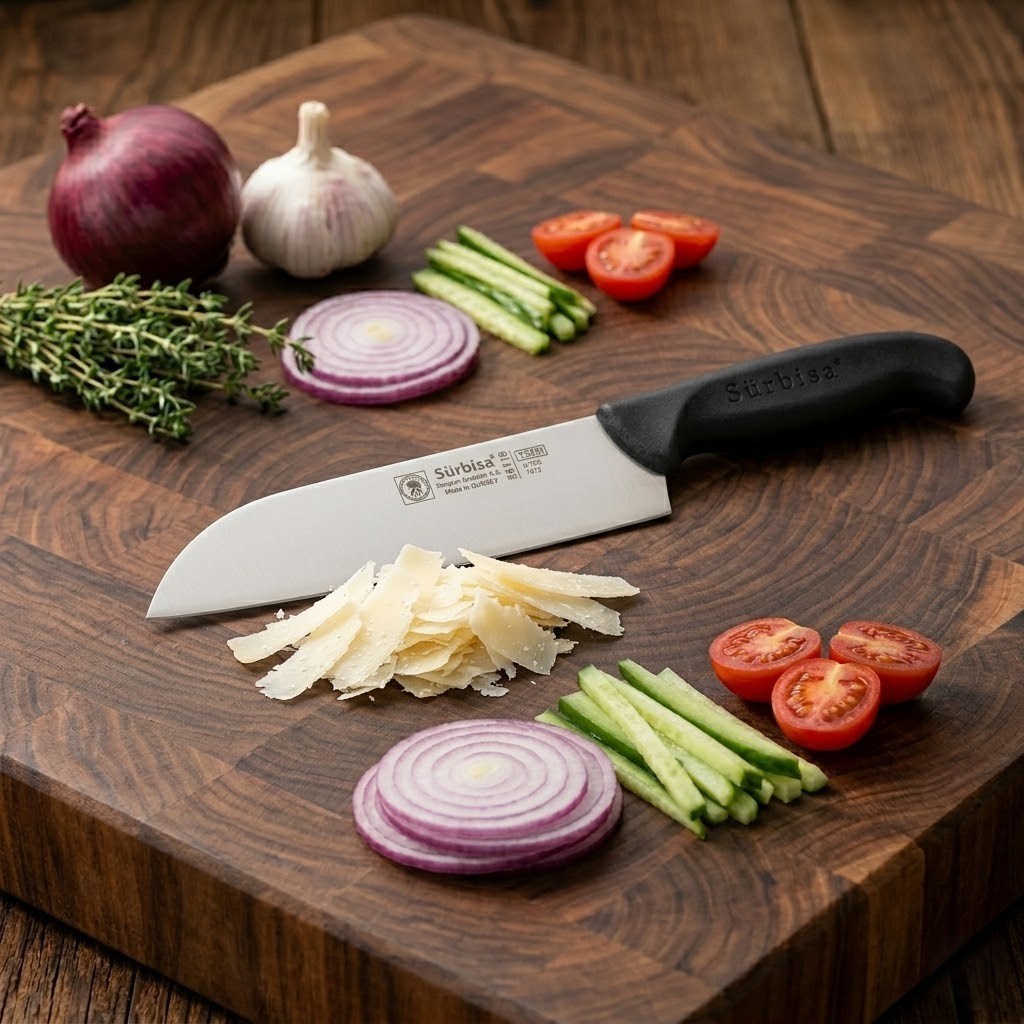 Santoku Aşçı Şef Bıçağı Orjinal Sürmene Kesim Bıçak Paslanmaz Çelik Profesyonel Günlük Sürbisa 61195 