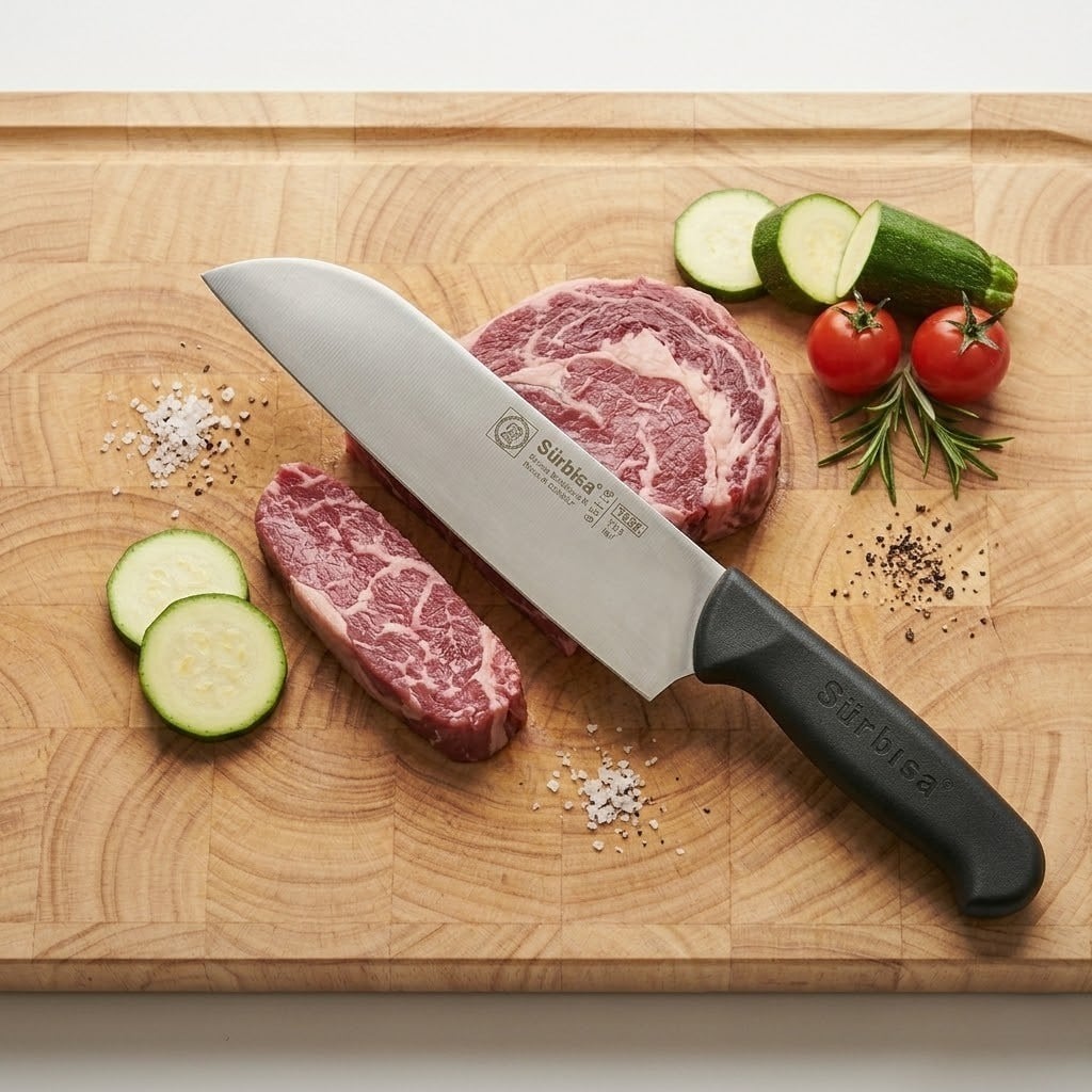 Santoku Aşçı Şef Bıçağı Orjinal Sürmene Kesim Bıçak Paslanmaz Çelik Profesyonel Günlük Sürbisa 61195 