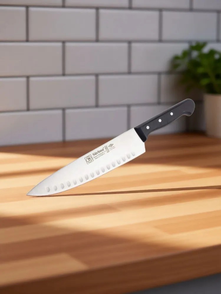 Sürbisa 61080 Oluklu Sürmene Şef Aşçı Bıçağı Pimli Sap 20 Cm 