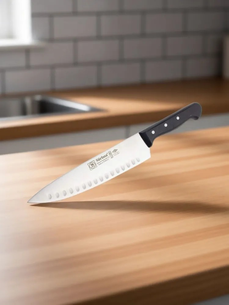 Sürbisa 61080 Oluklu Sürmene Şef Aşçı Bıçağı Pimli Sap 20 Cm 