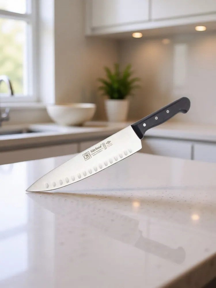 Sürbisa 61090 Oluklu Sürmene Şef Bıçağı Pimli Sap 22 Cm 