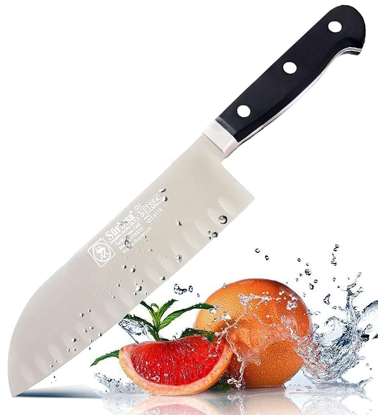Sürbisa 61950 Sıcak Dövme Oluklu Santoku Şef Aşçı Sürmene Bıçağı 18 Cm 