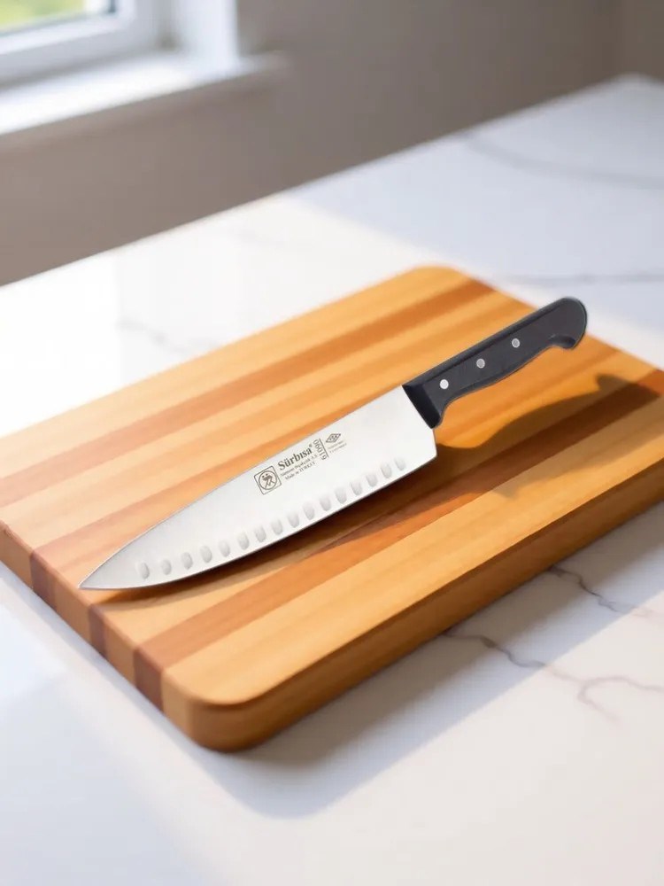 Sürbisa Sürmene 61090 Profesyonel Oluklu Şef Bıçağı 36 cm Paslanmaz Çelik Pimli Saplı Aşçı Bıçağı 