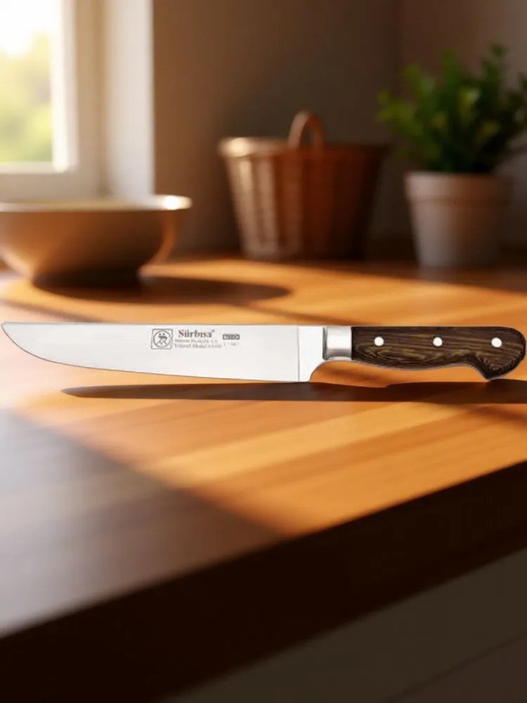 Sürbisa Sürmene 61302 Sıcak Dövme Mutfak Bıçağı Zeytin Saplı Ahşap 16 Cm 