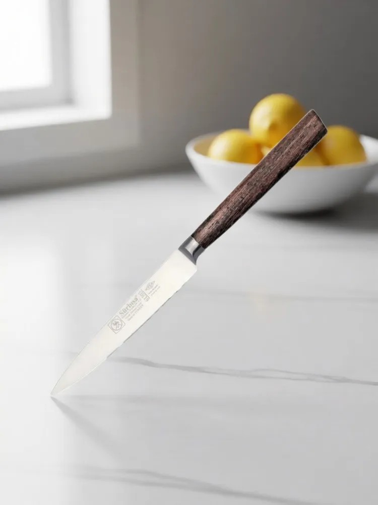 Sürbisa Sürmene 61303 Sıcak Dövme Mutfak Bıçağı Zeytin Saplı Ahşap 12 Cm 