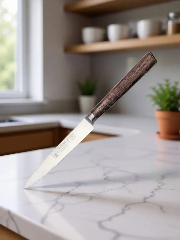 Sürbisa Sürmene 61303 Sıcak Dövme Mutfak Bıçağı Zeytin Saplı Ahşap 12 Cm 