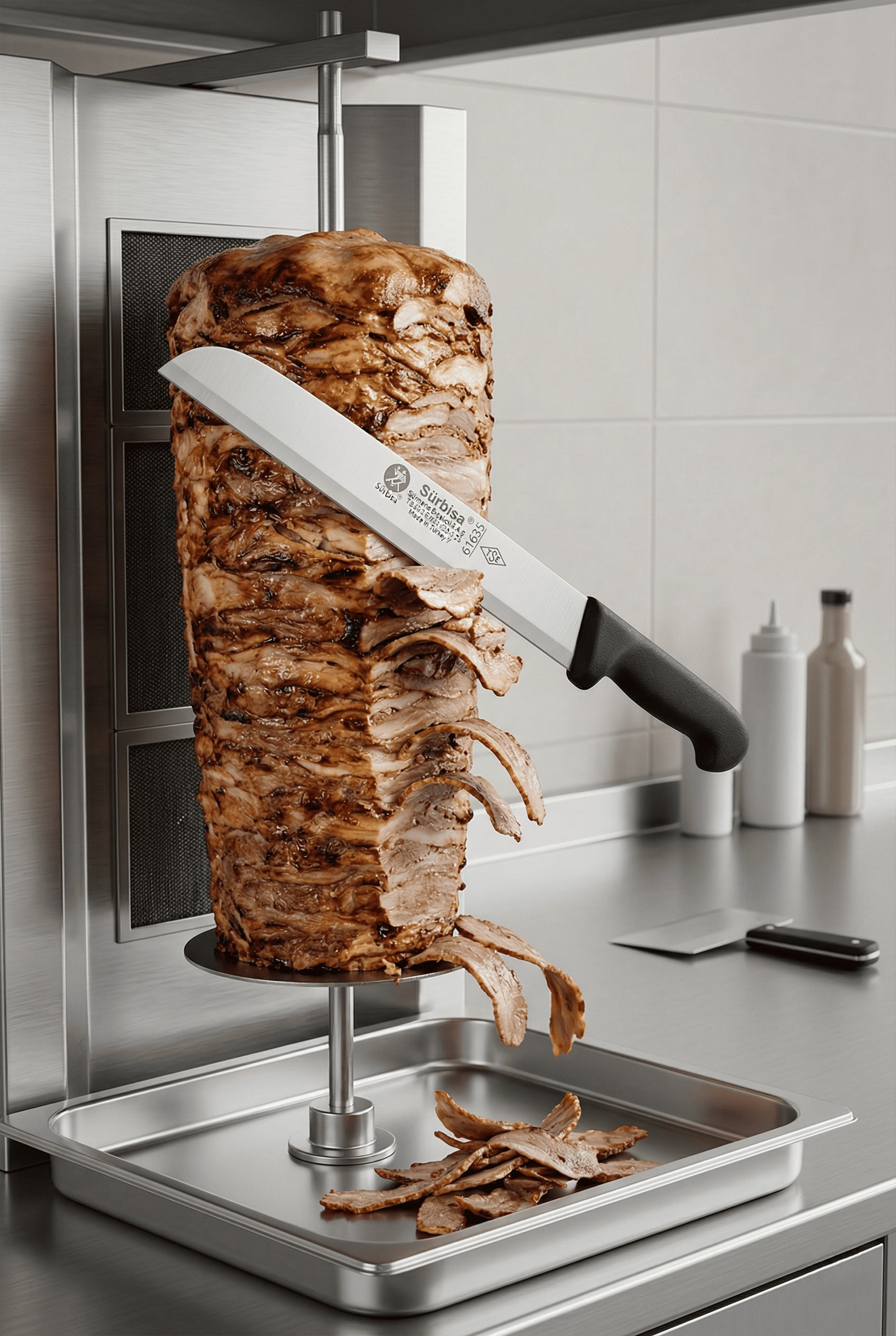 Sürmene Döner Bıçağı Kaşar ve Kavurma Bıçak Paslanmaz Çelik 48 Cm Dönerci Bıçağı Sürbisa 61633 