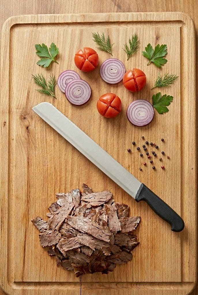 Sürmene Döner Bıçağı Kaşar ve Kavurma Bıçak Paslanmaz Çelik 48 Cm Dönerci Bıçağı Sürbisa 61633 