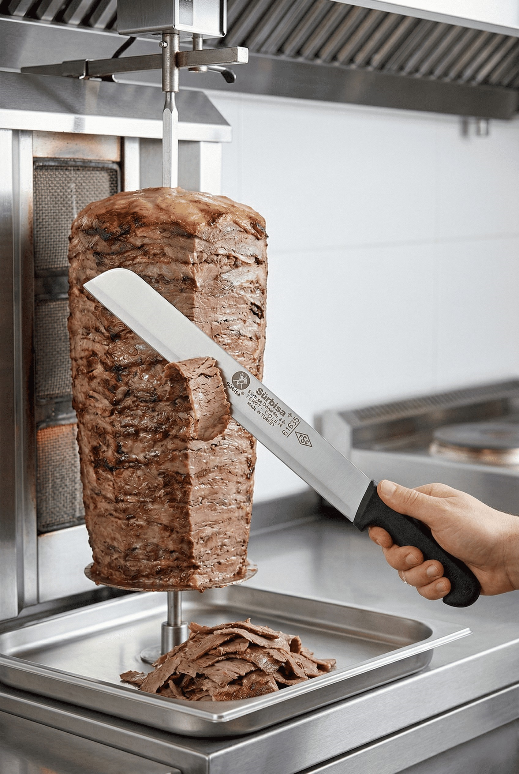Sürmene Döner Kesme Bıçağı Kaşar ve Kavurma Bıçak Paslanmaz Çelik 45 Cm Sürbisa 61635 