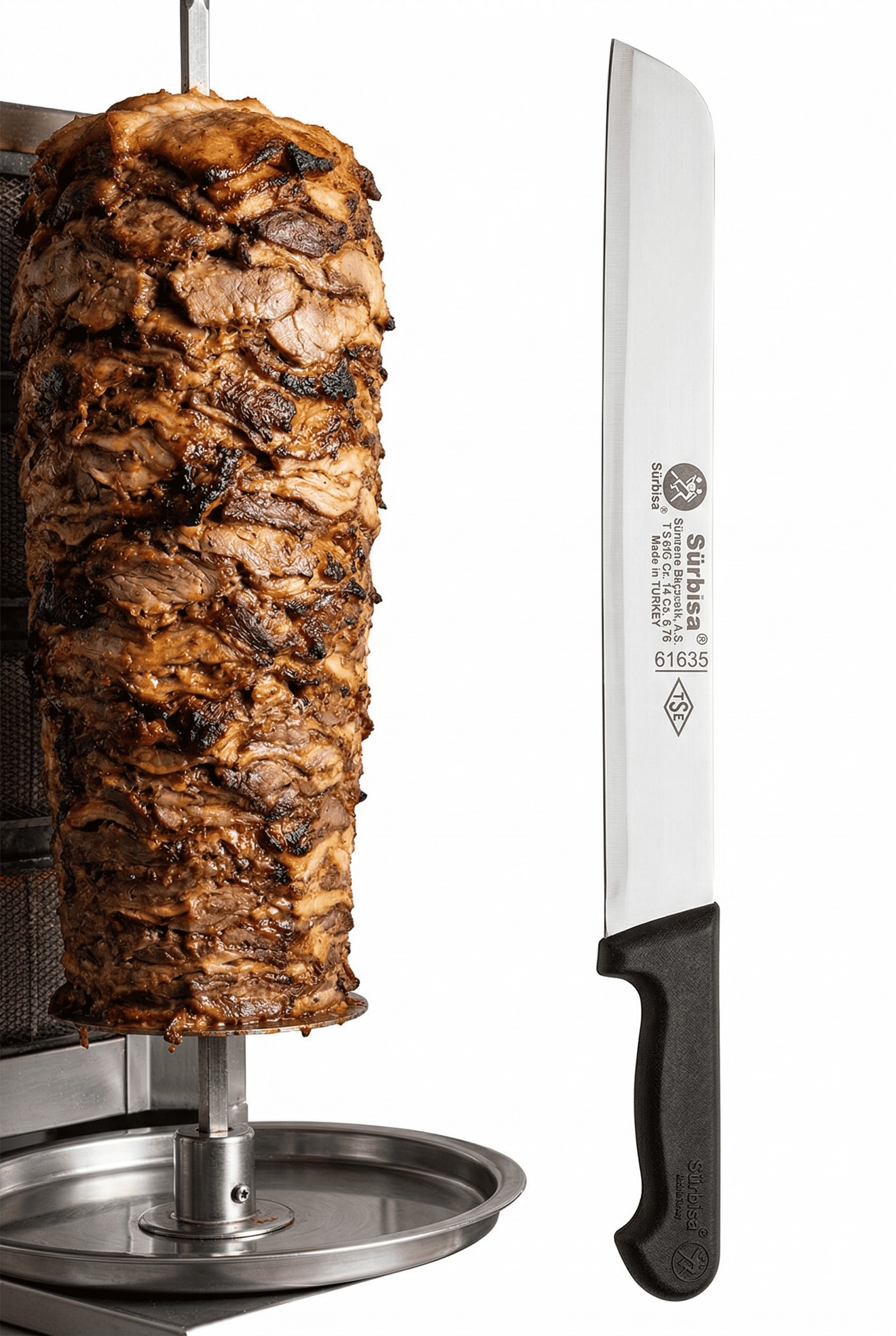 Sürmene Döner Kesme Bıçağı Kaşar ve Kavurma Bıçak Paslanmaz Çelik 45 Cm Sürbisa 61635 