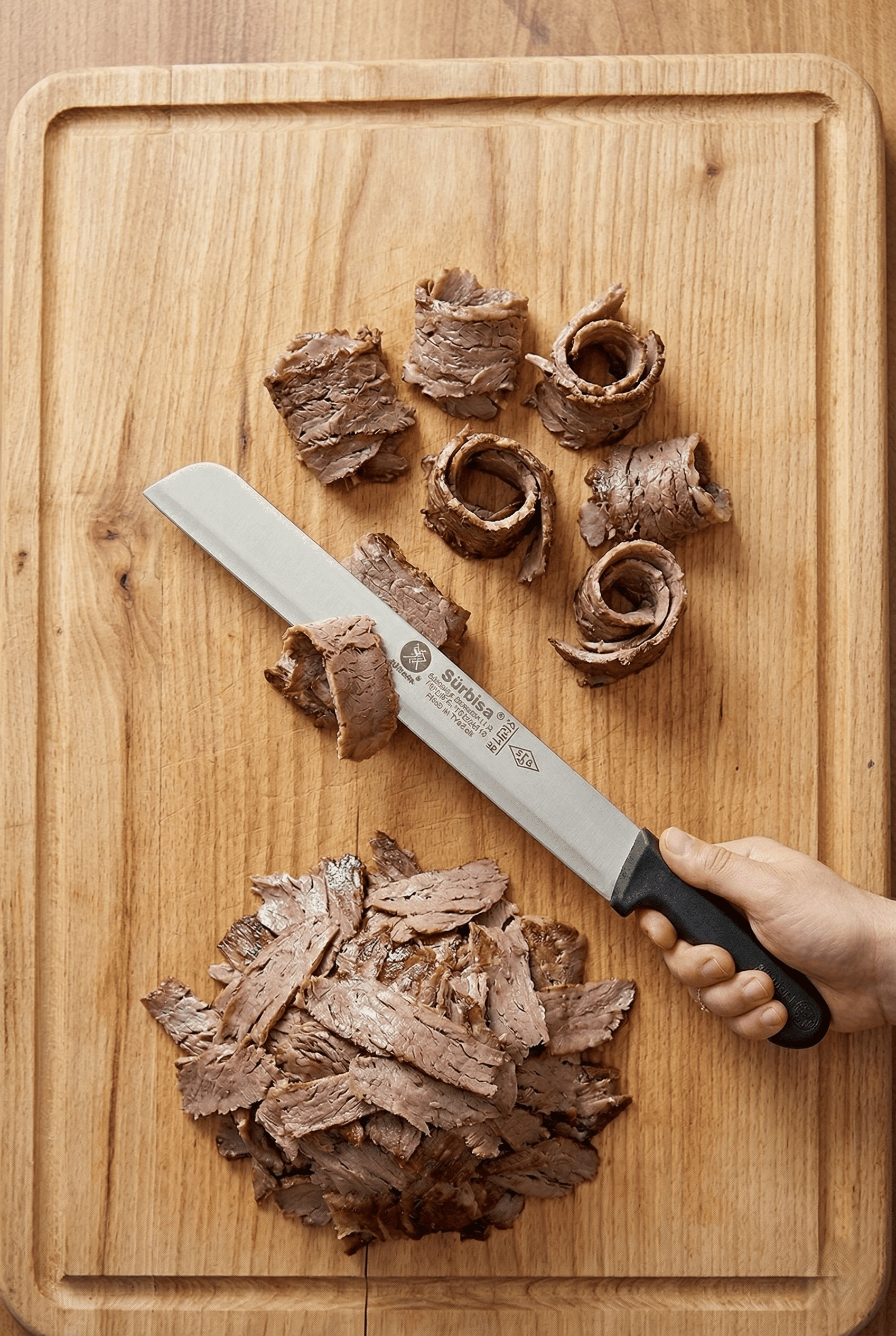 Sürmene Döner Kesme Bıçağı Kaşar ve Kavurma Bıçak Paslanmaz Çelik 45 Cm Sürbisa 61635 