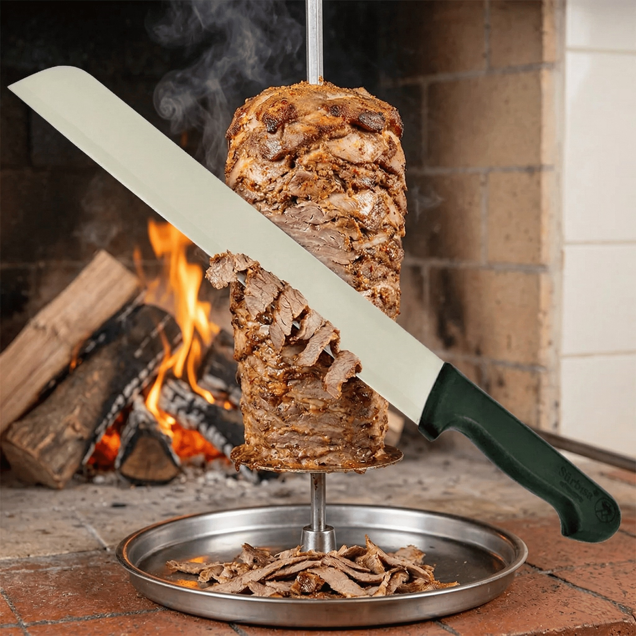 Sürmene Döner Kesme Bıçağı Kaşar ve Kavurma Bıçak Paslanmaz Çelik 45 Cm Sürbisa 61635 