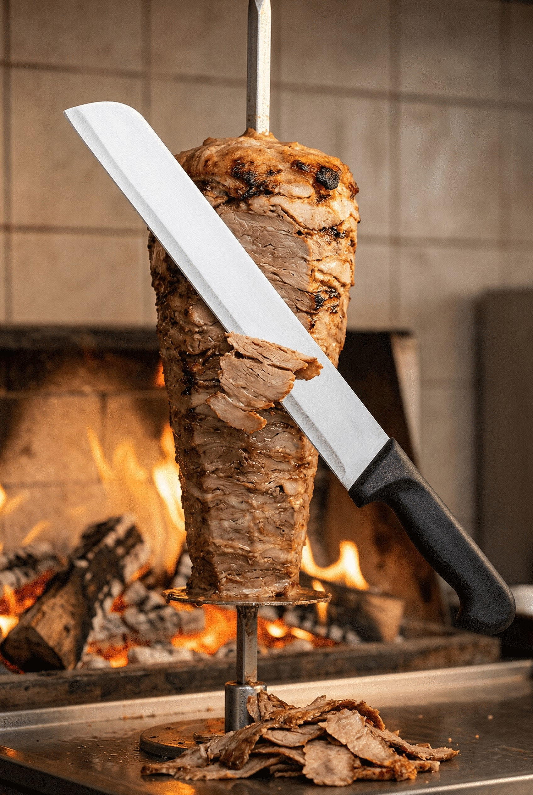 Sürmene Döner Kesme Bıçağı Kaşar ve Kavurma Bıçak Paslanmaz Çelik 45 Cm Sürbisa 61635 