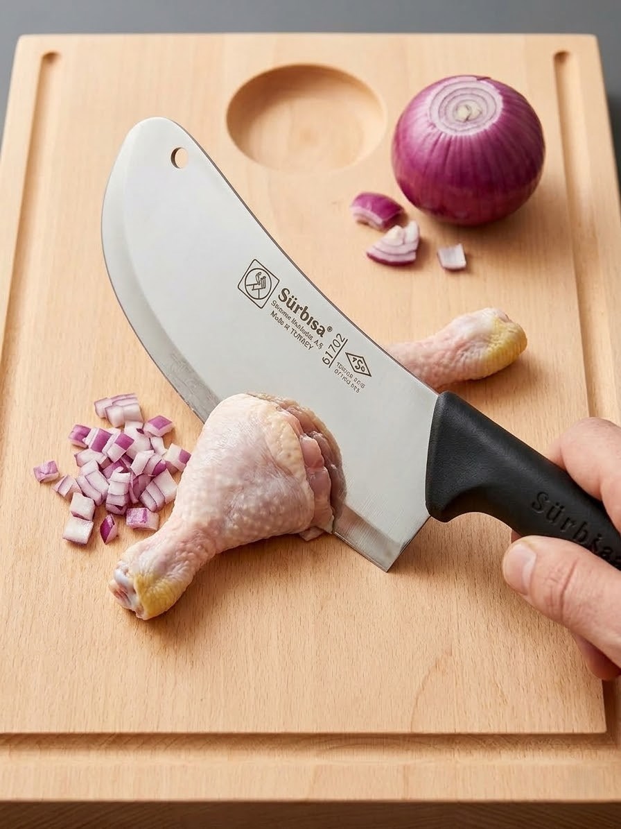 Sürmene Et Tavuk Kemik Soğan Doğrama Satırı 29 cm Keskin Çelik Uzman Mutfak Satır Sürbisa 61702 