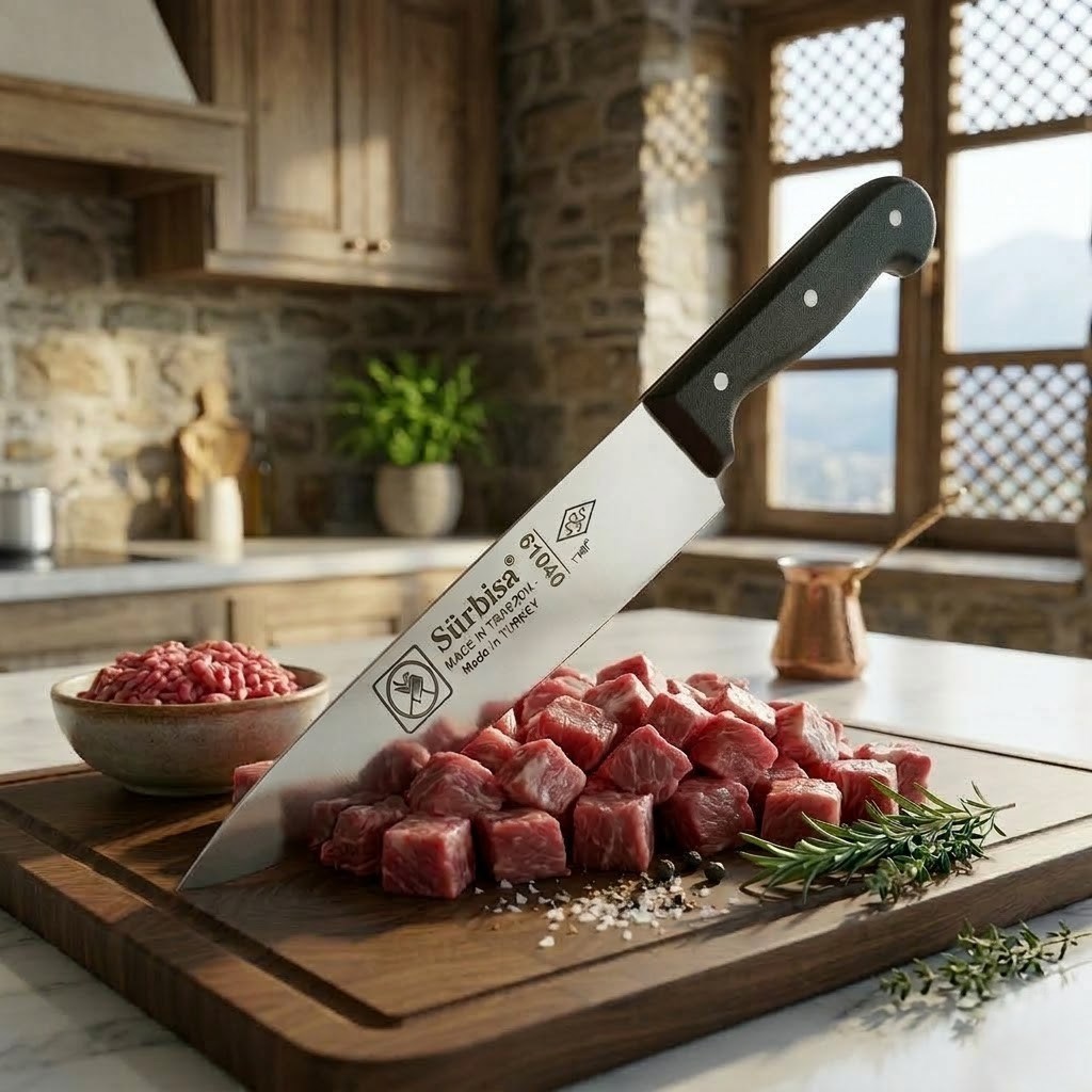 Sürmene Kasap Bıçağı Pimli Sap 28 Cm Kelle Kuşbaşı Kesim Kemik Sıyırma Doğrama Bıçağı Sürbisa 61040 