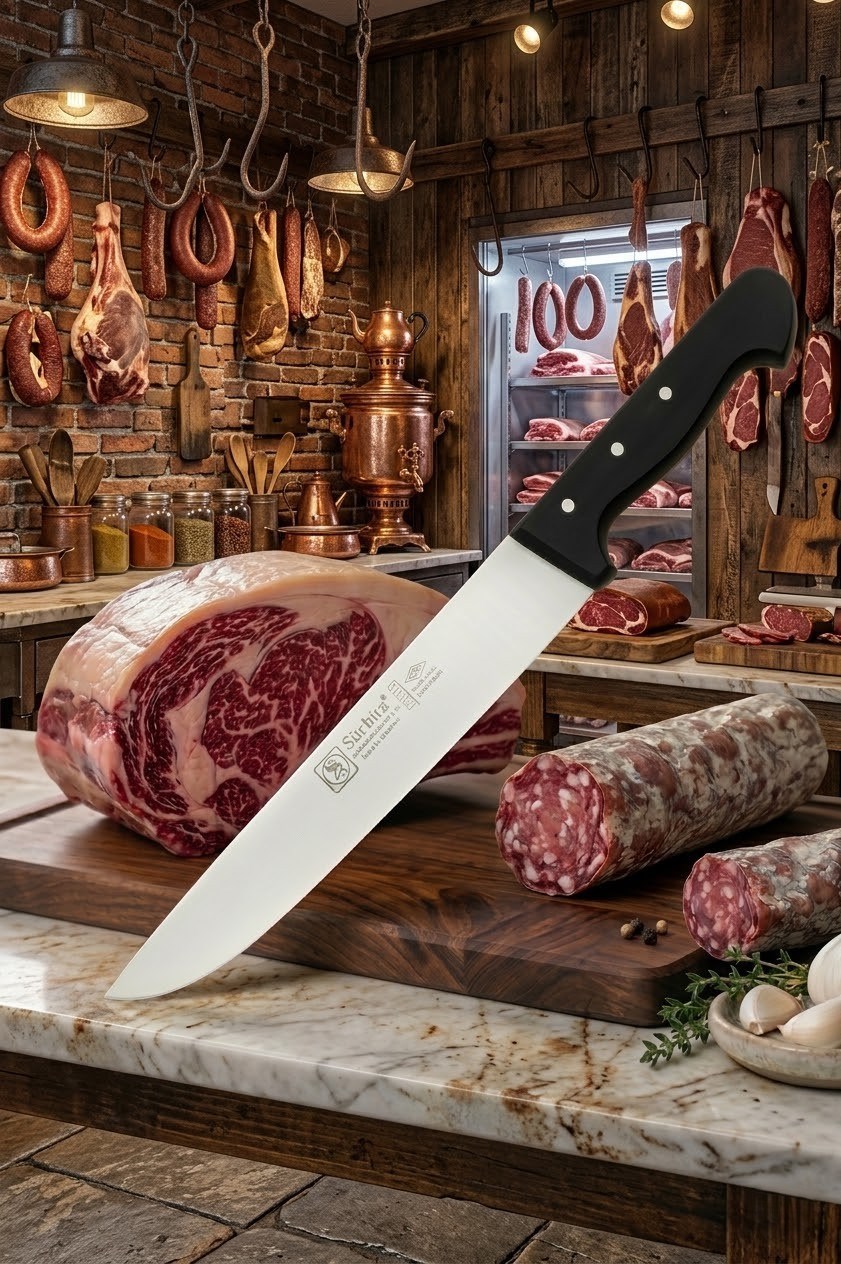 Sürmene Kasap Bıçağı Pimli Sap 36 Cm Kelle Kuşbaşı Kesim Kemik Sıyırma Doğrama Bıçağı Sürbisa 61050 