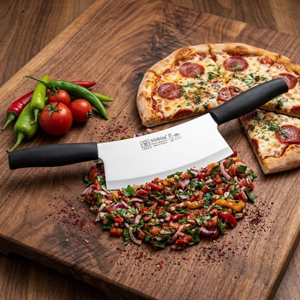 Sürmene Kasap Zırh Bıçağı 33 cm Et Kıyma Ezme Satırı Kurban ve Pizza Satır Bıçağı Sürbisa 61706 