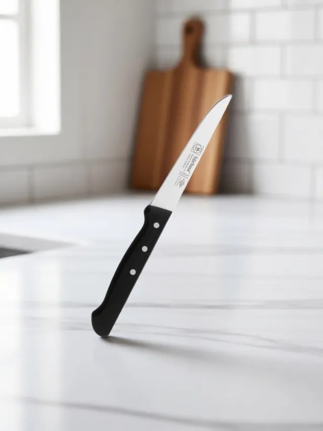 Sürmene Meyve Sebze Mutfak Bıçağı 20 cm Paslanmaz Çelik Keskin Pimli Siyah Bıçak Sürbisa 61004-P 