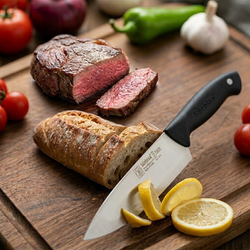 Sürmene Şef Aşçı Bıçağı Et Ekmek Sebze Günlük Genel Kullanım Mutfak Bıçak 32 Cm Sürbisa 61170 