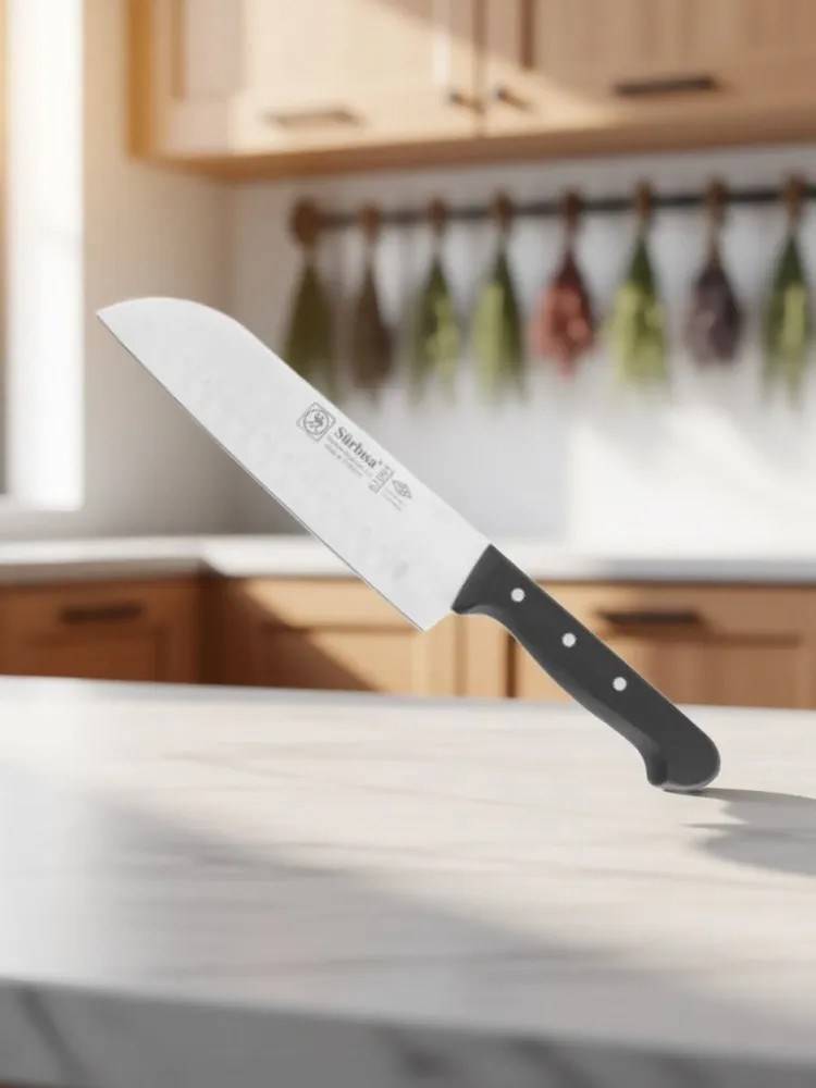 Sürmene Şef Aşçı Bıçağı Profesyonel Oluklu Santoku Bıçağı 31 cm Pimli Sap Sürbisa 61095 