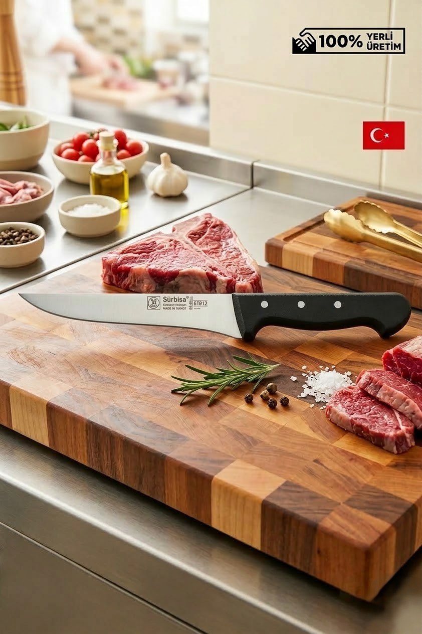 Sürmene Sürbisa 61012 Kasap Bıçağı 27 Cm Et Kesim Kemik Kaburga Sıyırma Doğrama Mutfak Ekmek Sebze Bıçağı 