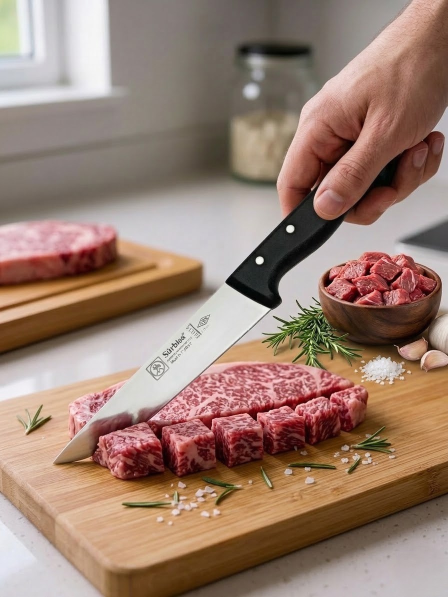 Sürmene Sürbisa 61015 Kuşbaşı Et Kasap Bıçağı 29,5 Cm Pimli Et Kesim Kemik Sıyırma Doğrama Mutfak Bıçağı 