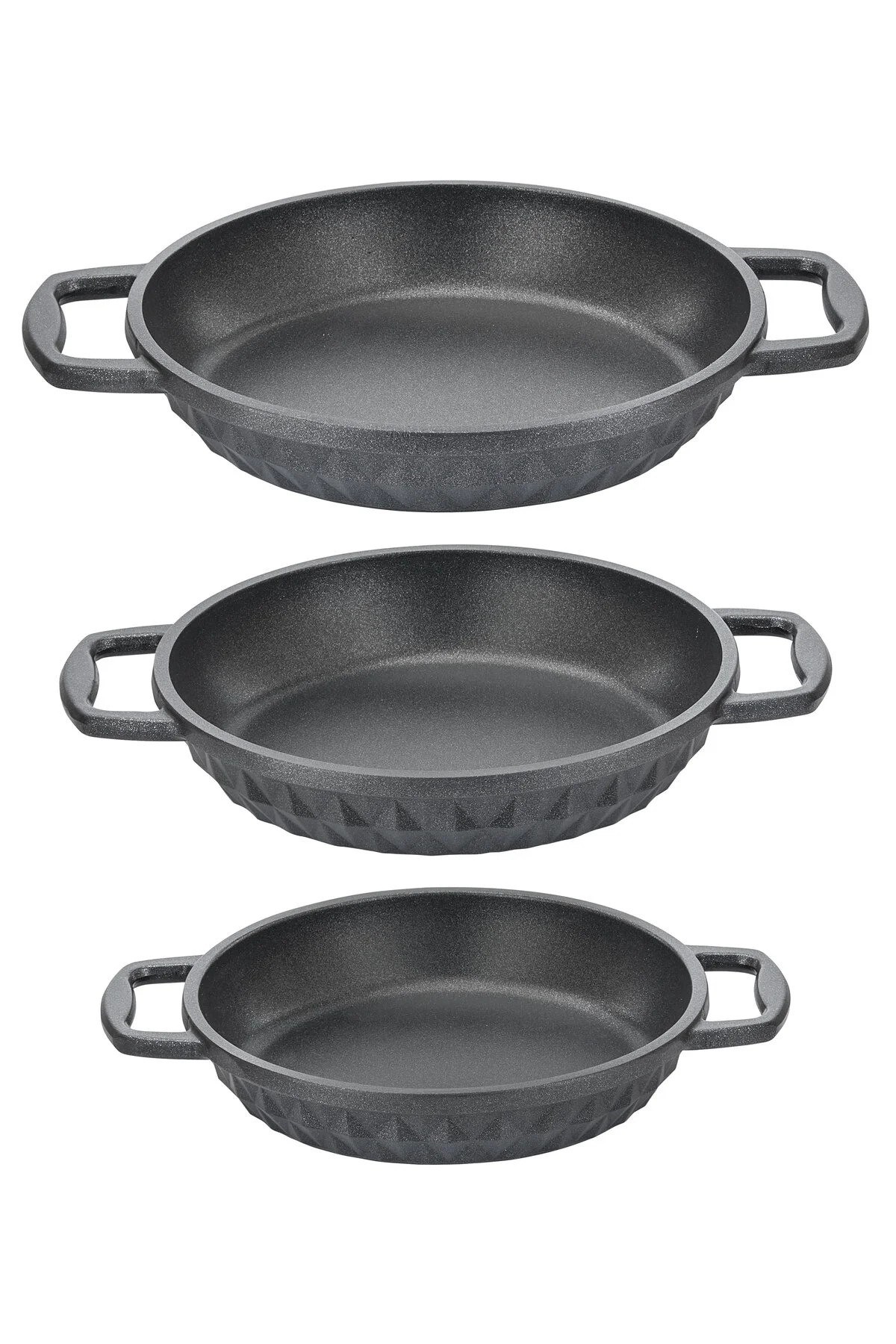 Taç Bella 3'lü Granit Döküm Sahan Seti 18 - 20 - 22 cm 