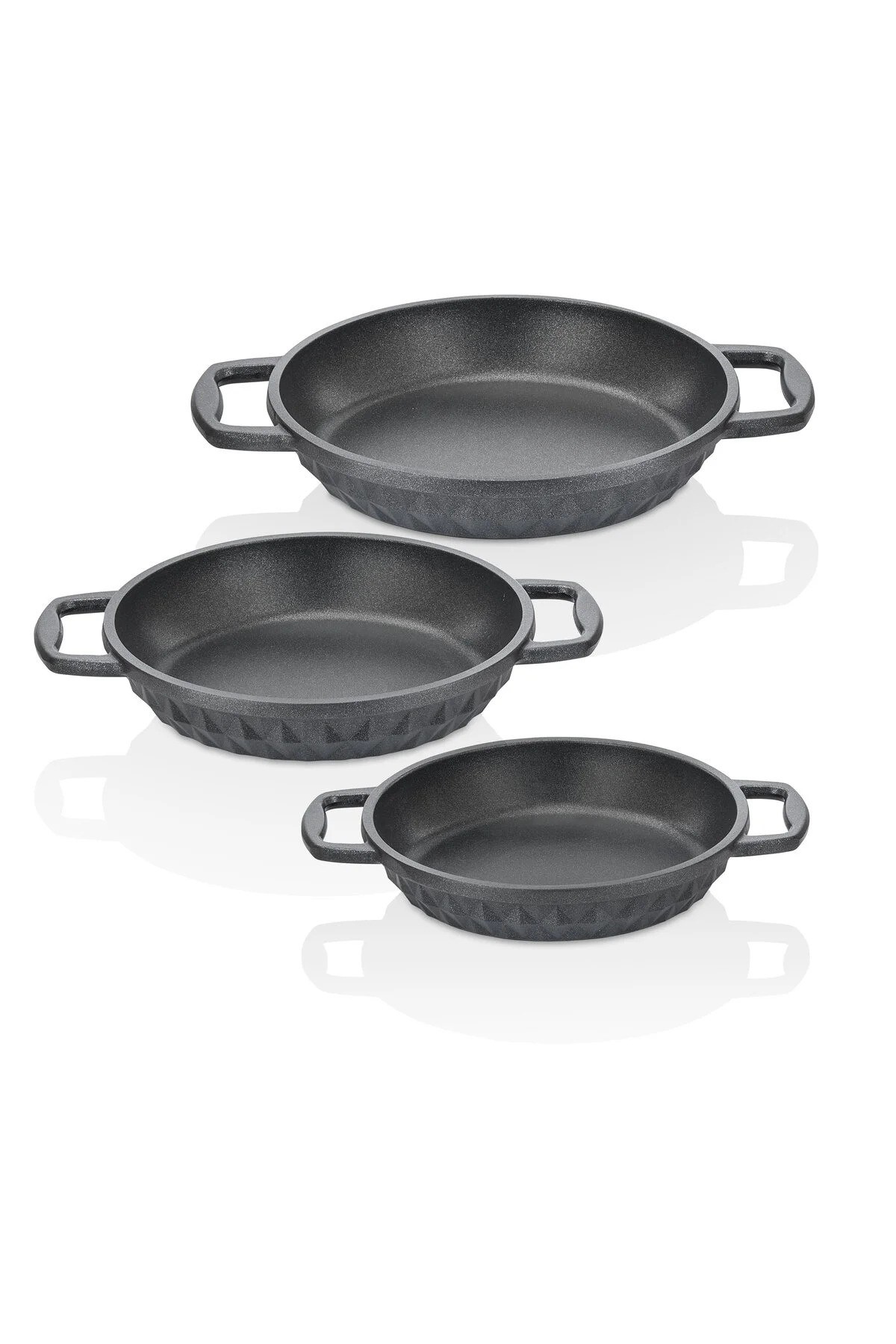 Taç Bella 3'lü Granit Döküm Sahan Seti 18 - 20 - 22 cm 