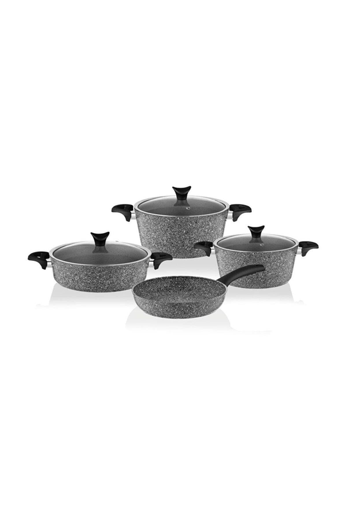 Taç Master Cook 7 Parça Granit Tencere Seti Gri 
