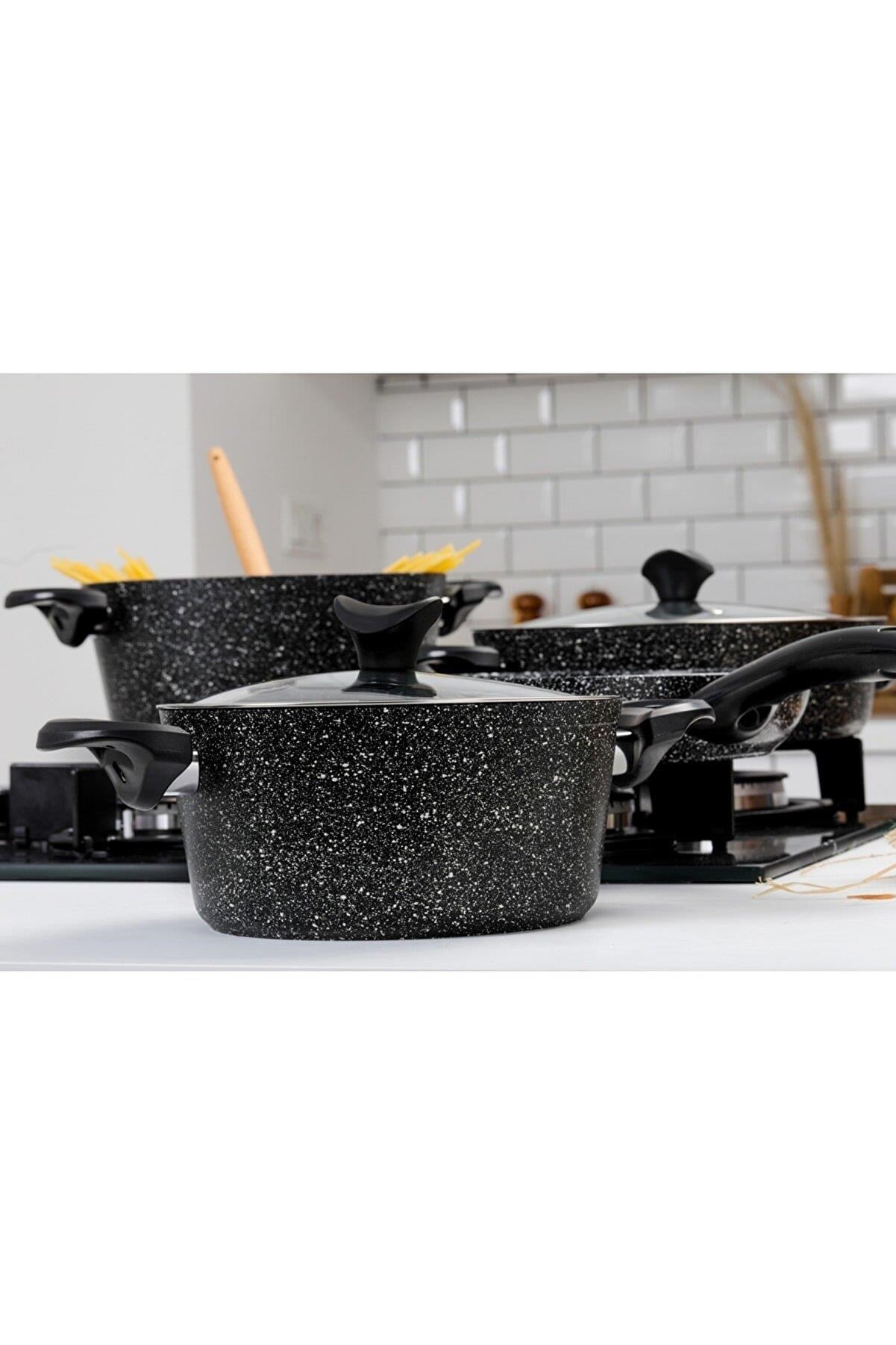 TAÇ MASTER COOK 7 PARÇA GRANİT TENCERE SETİ SİYAH 3455 
