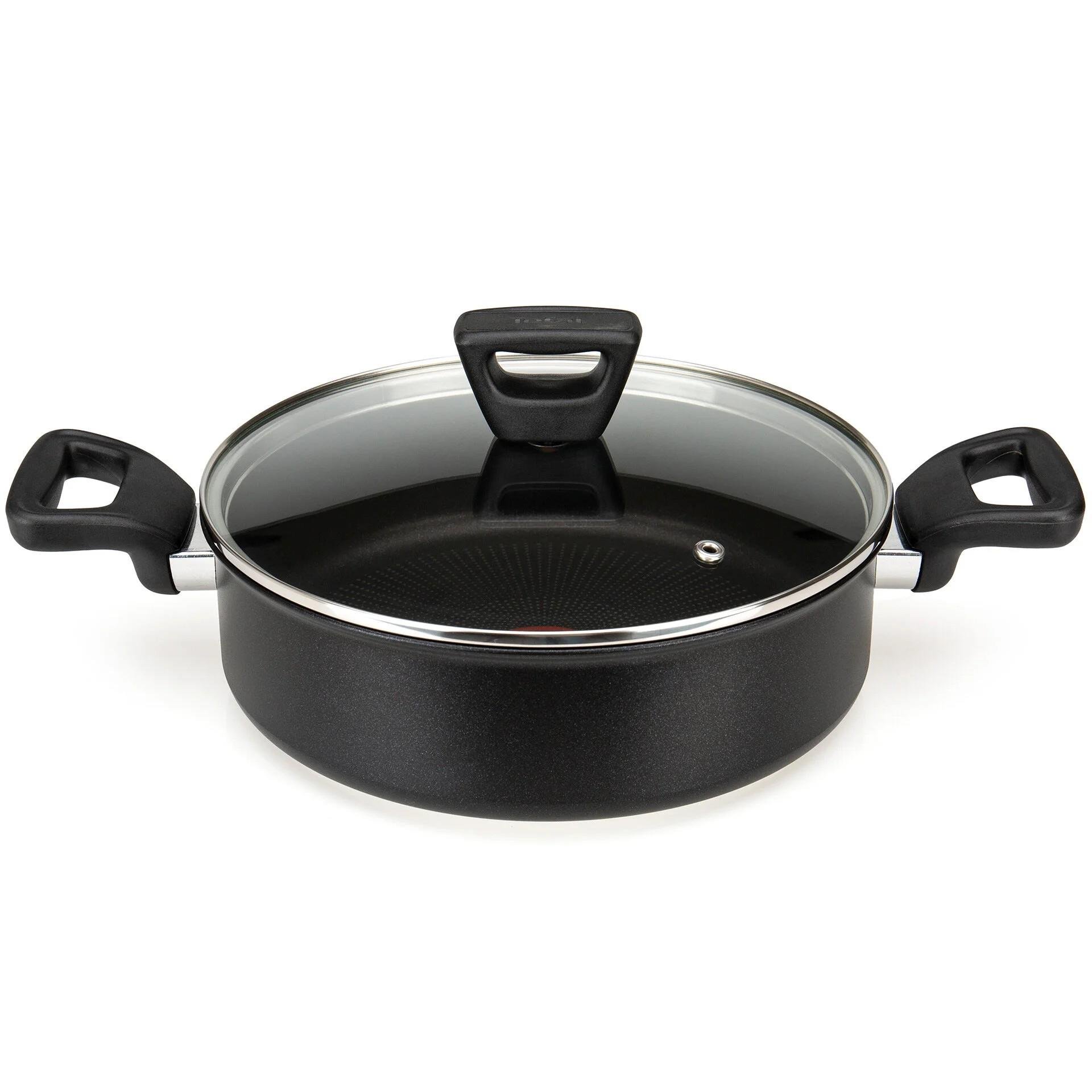 Tefal Titanium 3X Force 24 Cm Cam Kapaklı Kısa Tencere 2100134009 