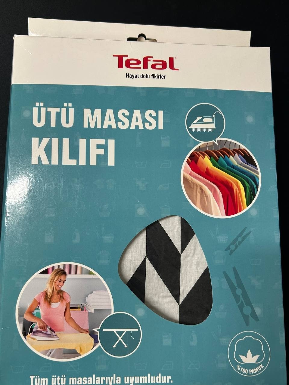 Tefal Ütü Masası Kılıfı Bezi Örtüsü Keçeli %100 Pamuk Yüksek Buhar Geçirgenliği 140x52 cm Dayanıklı Kumaş 